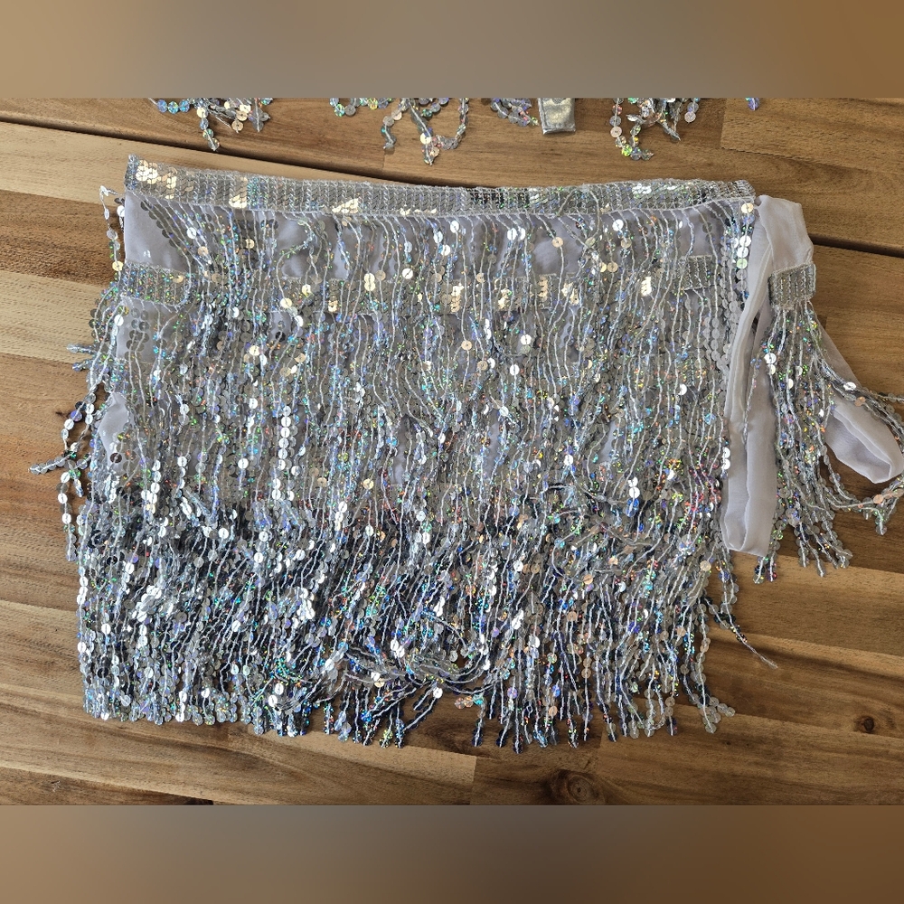 Source Unknown Silver Sequin Fringe Two-Piece Set - Picture 2 of 16